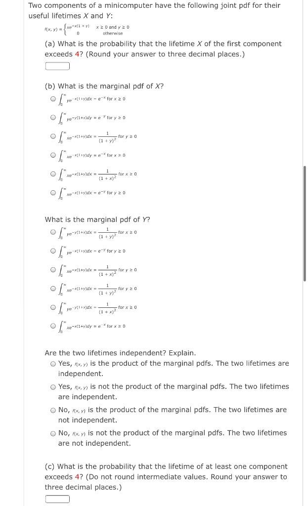 Solved Two components of a minicomputer have the following | Chegg.com