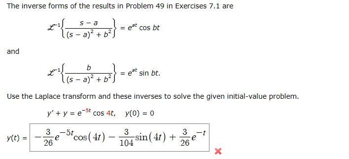 Solved The inverse forms of the results in Problem 49 in | Chegg.com