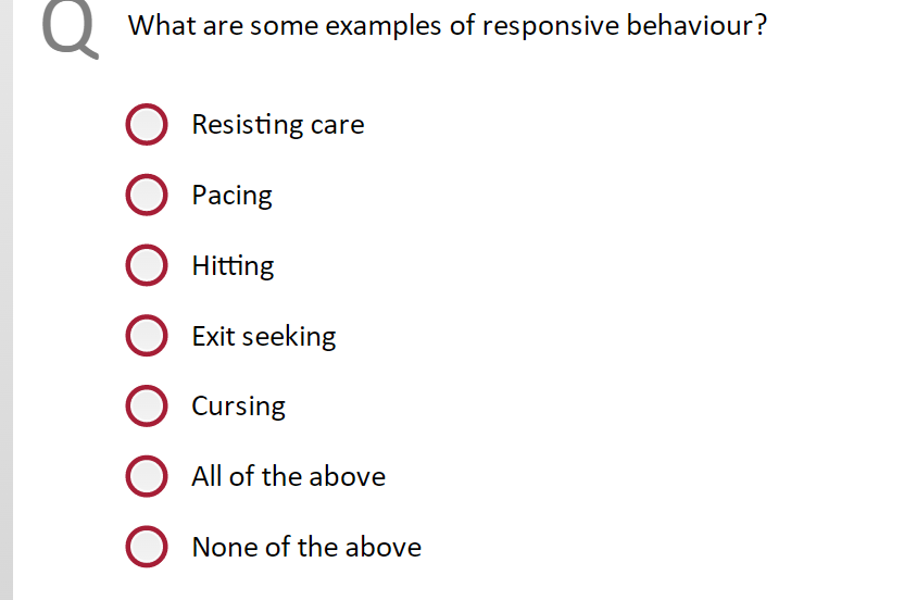 Solved What Are Some Examples Of Responsive Behaviour? | Chegg.com