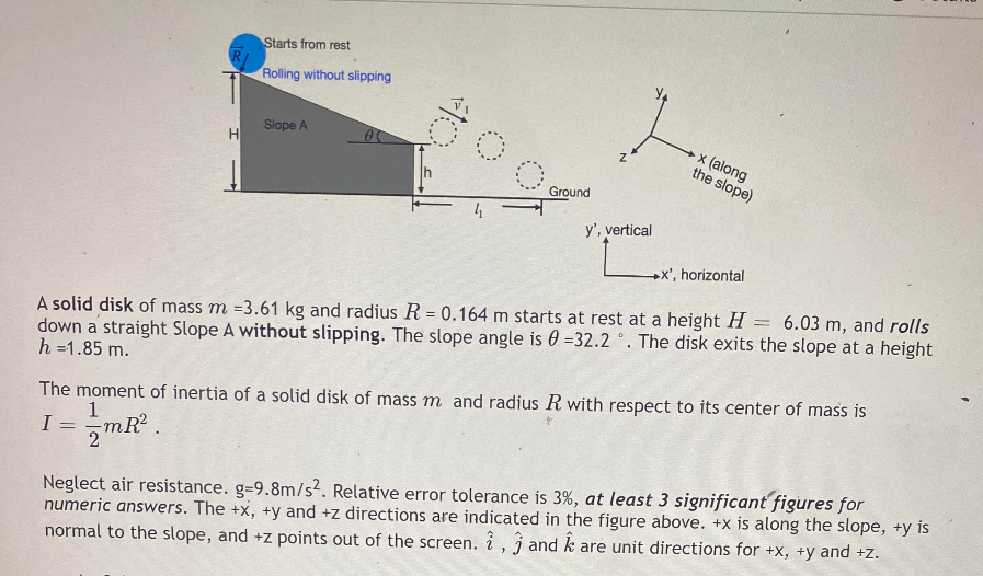 Solved Starts From Rest Rolling Without Slipping Slope A Chegg Com