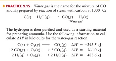 Solved PRACTICE 9.15 Water gas is the name for the mixture | Chegg.com