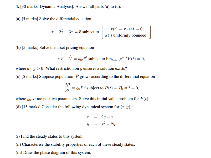 Solved [30 ﻿marks, Dynamic Analysis]. ﻿Answer all parts (a) | Chegg.com