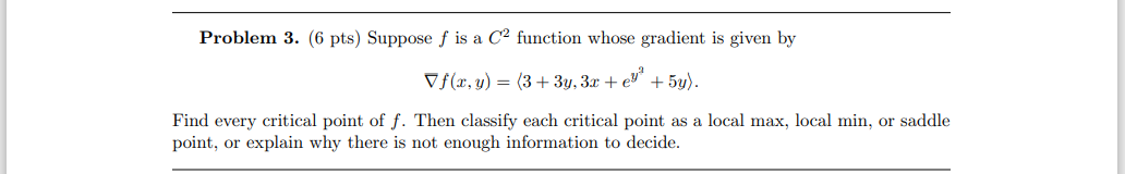 Solved Problem 3. (6 pts) Suppose f is a C2 function whose | Chegg.com