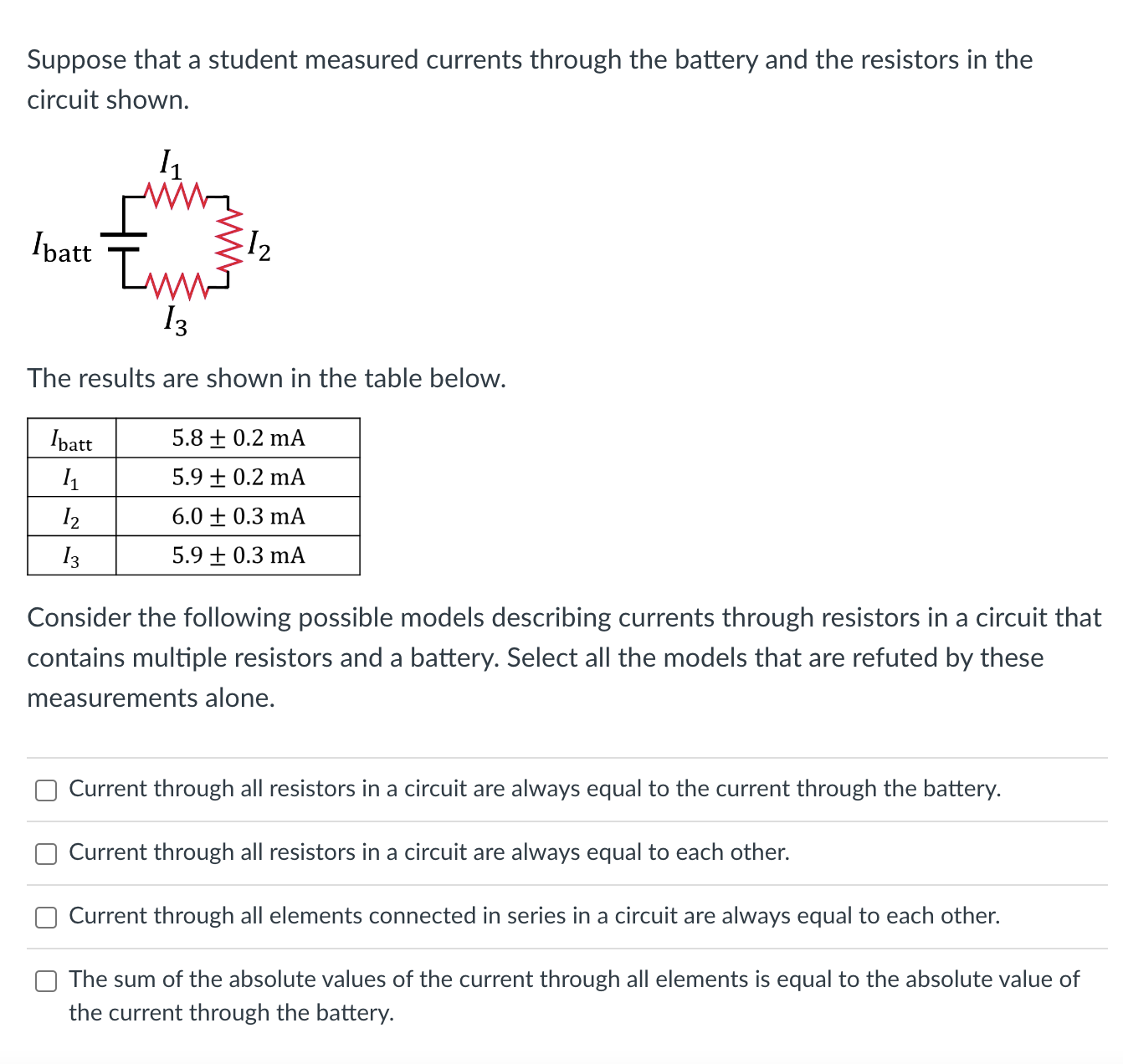 Solved Suppose that a student measured currents through the | Chegg.com