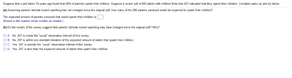 Solved Suppose That A Poll Taken 10 Years Ago Found That | Chegg.com