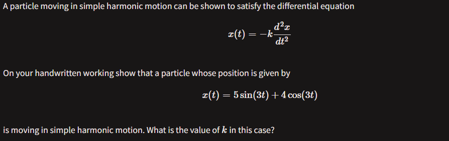 Solved A particle moving in simple harmonic motion can be | Chegg.com