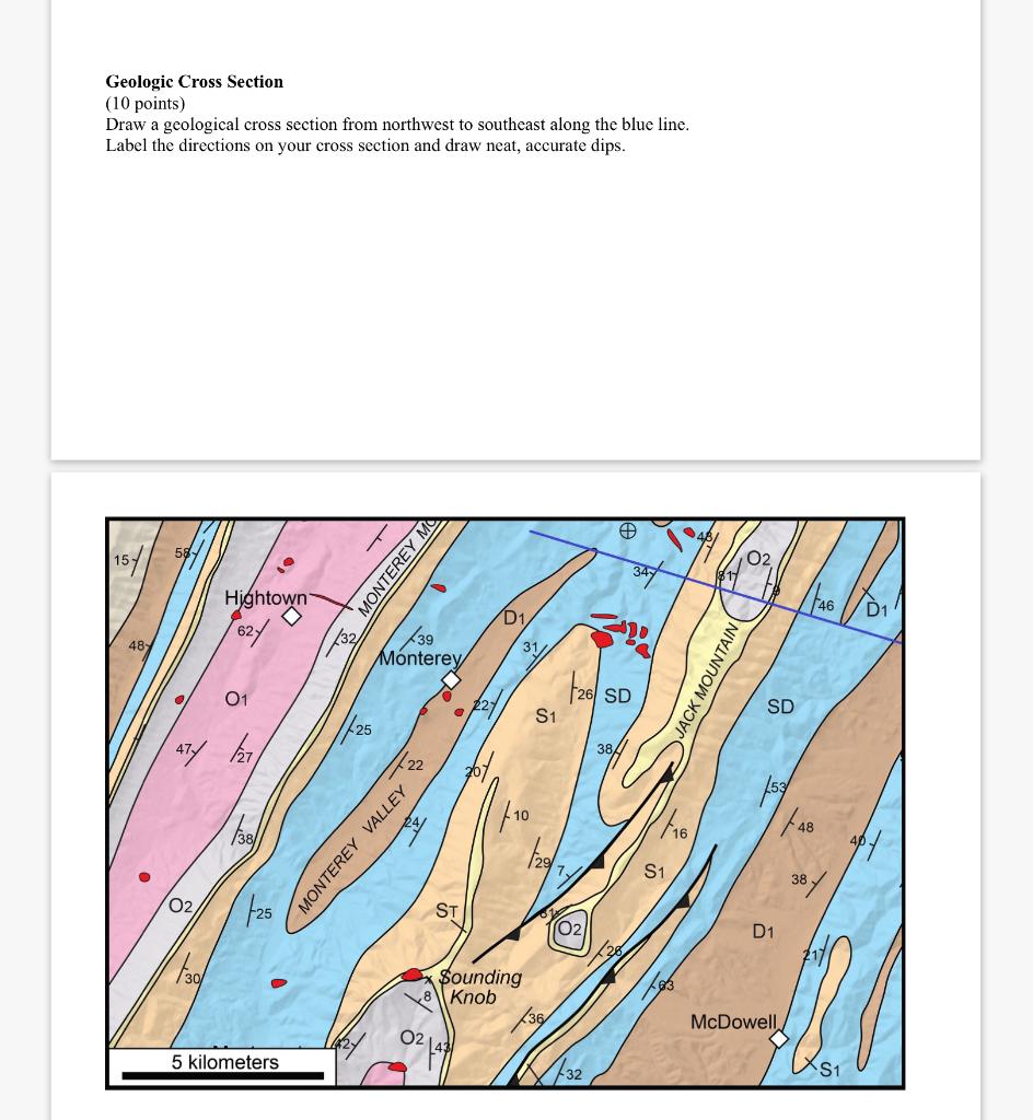 Solved Geologic Cross Section 10 Points Draw A Geological Chegg
