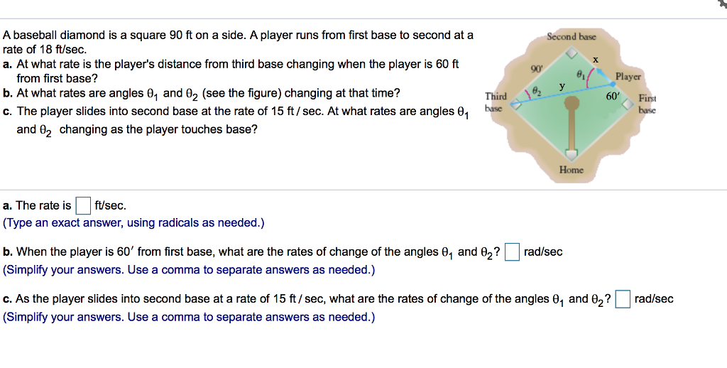 Solved A baseball diamond is a square 90 ft on a side. A