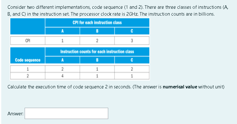 Solved Consider two different implementations, code sequence | Chegg.com