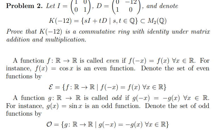 Solved D 12 0 1 Problem 2 Let I 1 1 0 1 And Den Chegg Com