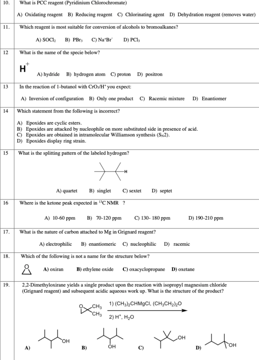 Solved 10. What is PCC reagent (Pyridinium Chlorochromate) | Chegg.com