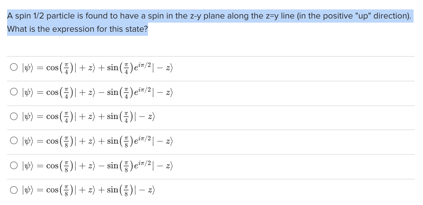 Solved A Spin 1/2 Particle Is Found To Have A Spin In The | Chegg.com