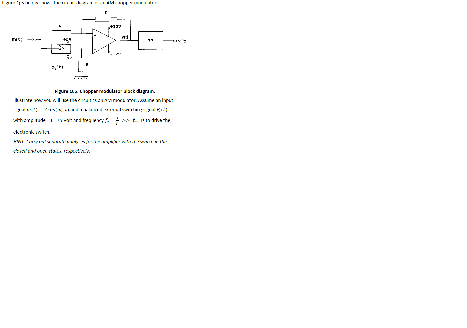Solved Figure Q.5 below shows the circuit diagram of an AM | Chegg.com