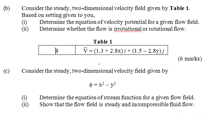 Solved (b) Consider the steady, two-dimensional velocity | Chegg.com