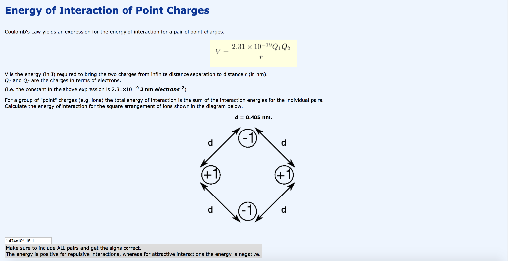 Point Charge Interactions Graph Solved Energy of Interaction of Point Charges Coulomb's Law | Chegg.com