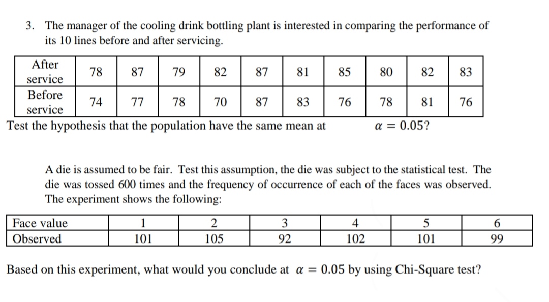 Solved The manager of the cooling drink bottling plant is