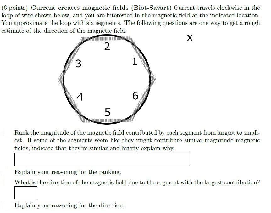 Solved (6 points) Current creates magnetic fields | Chegg.com