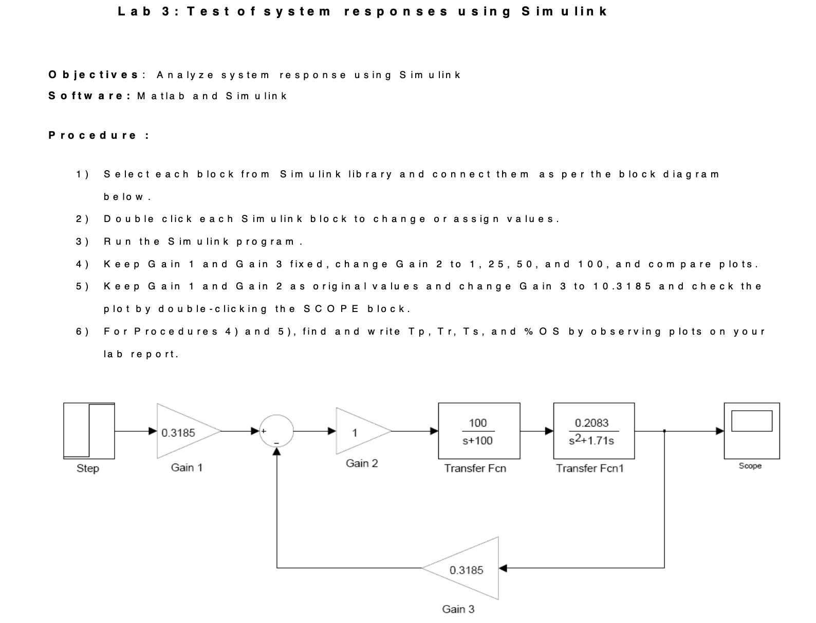 Solved L A B 3: Test Of System Responses Using Simulink | Chegg.com