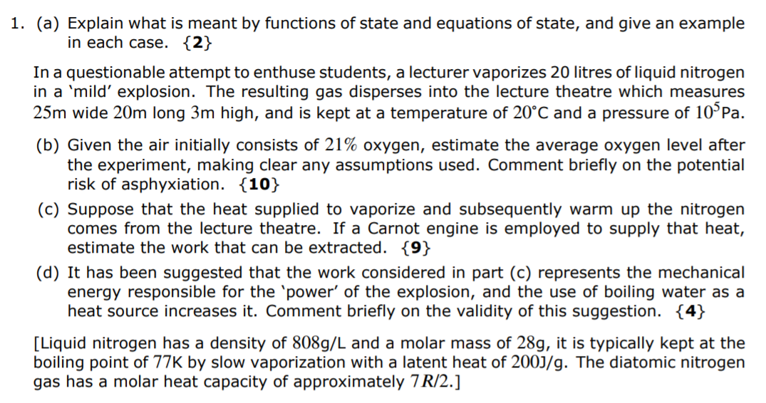 1 A Explain What Is Meant By Functions Of State Chegg Com