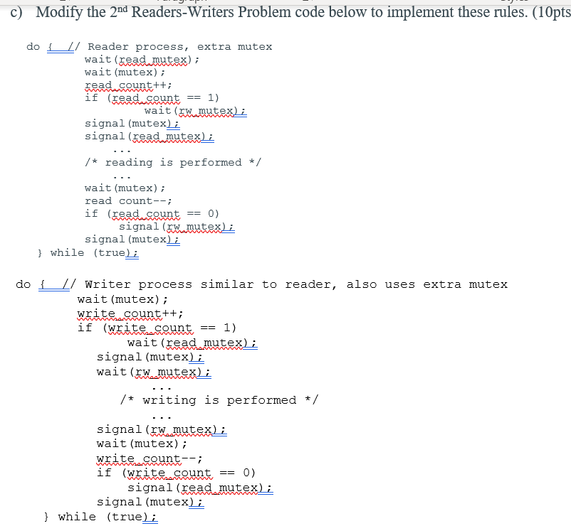 A reader can enter the Critical Section only when no | Chegg.com