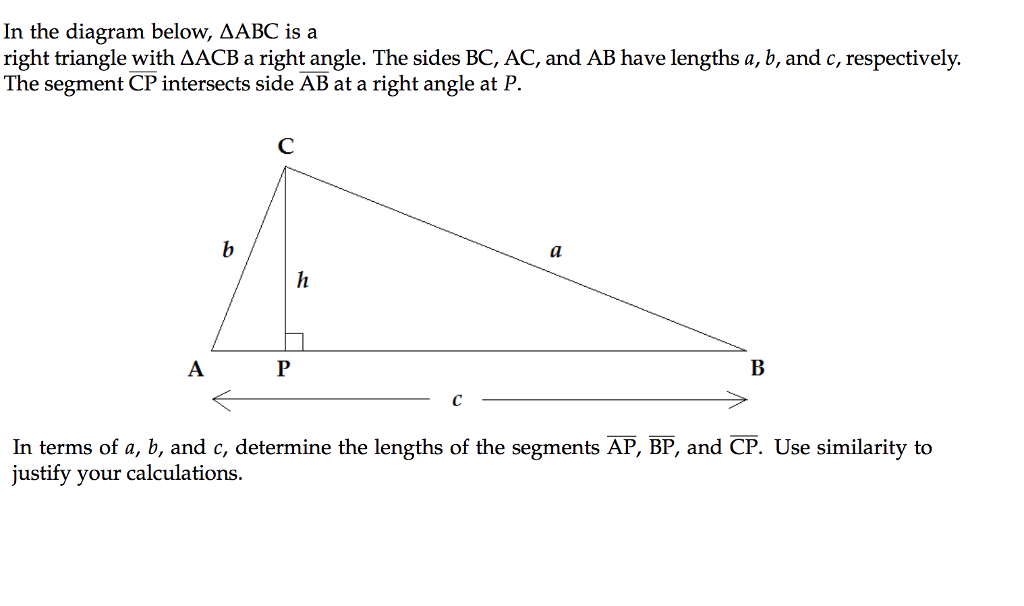 Solved In the diagram below, ΔABC is a right triangle with | Chegg.com