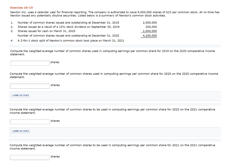 Solved Exercise 1615 Newton Inc. uses a calendar year for