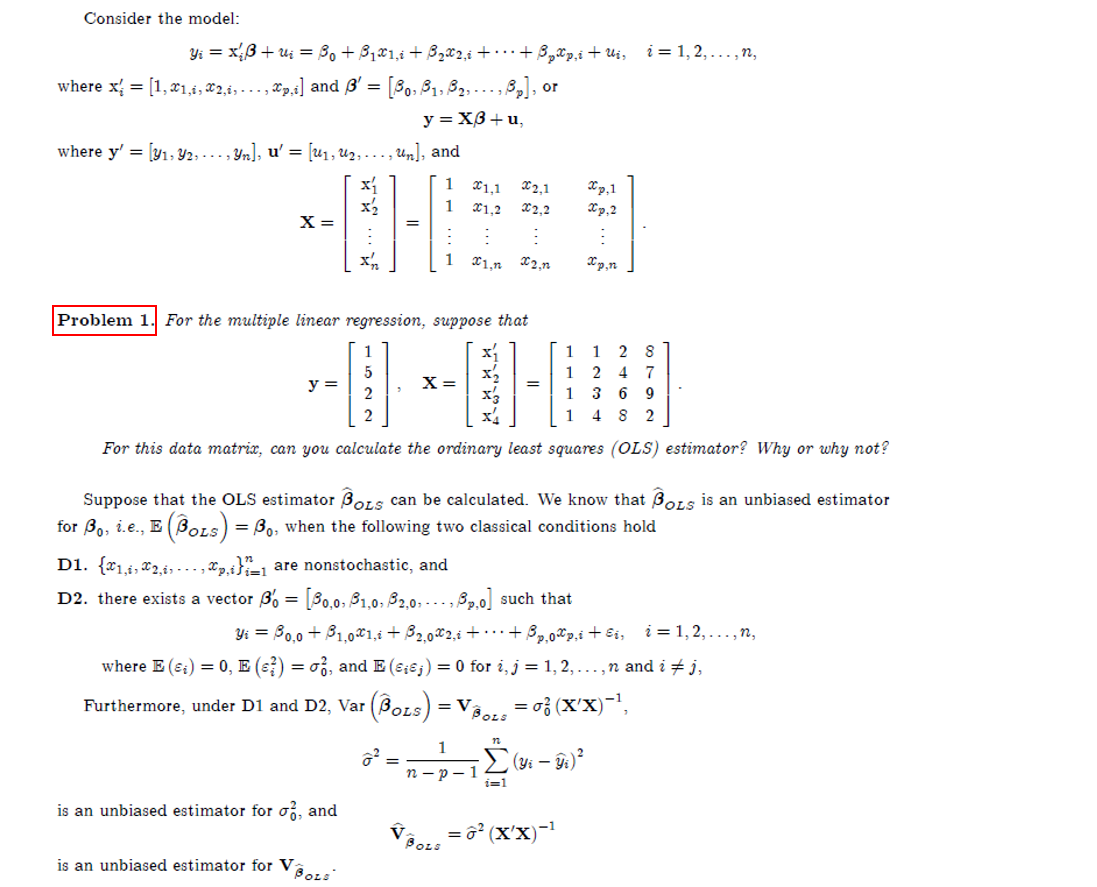 Consider The Model Yi X 3 Ui 30 3 21 I 3 Chegg Com