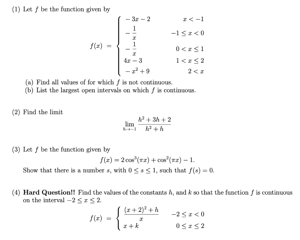 Solved 1 Let F Be The Function Given By 6748