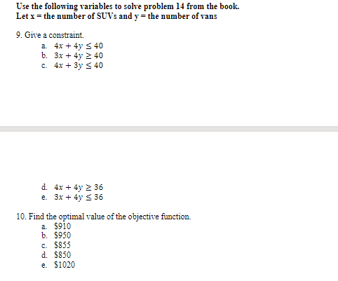 Solved Use the following variables to solve problem 14 from | Chegg.com