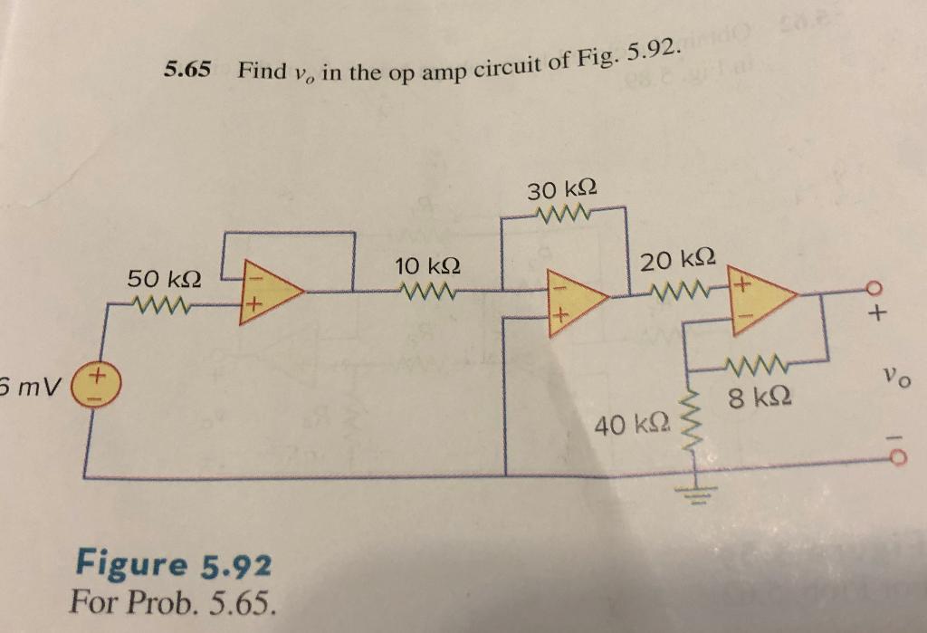 Solved 5.65 Find v, in the op amp circuit of Fig. 5.92. 30 | Chegg.com