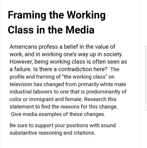 Framing the Working Class in the Media Americans