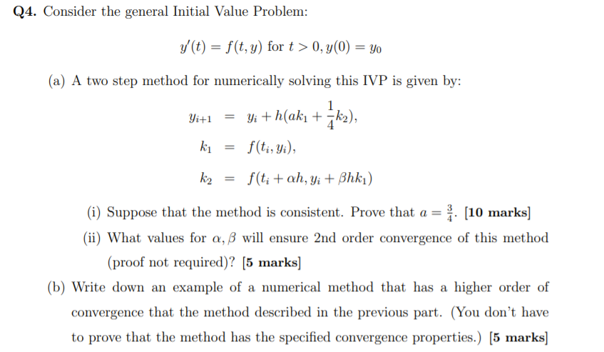 Solved Q4. Consider the general Initial Value Problem: y(t) | Chegg.com