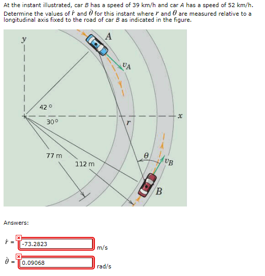 Solved At The Instant Illustrated, Car B Has A Speed Of 39 | Chegg.com