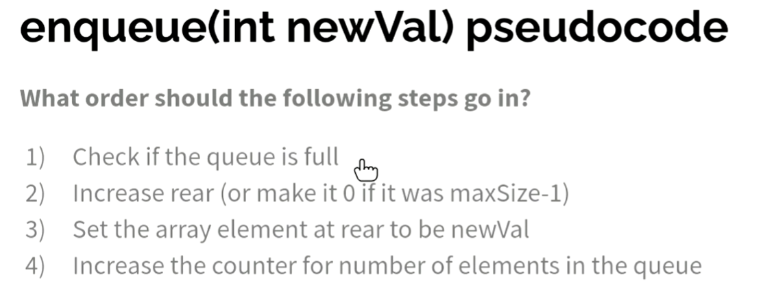 Solved Describing and implementing a queue (a) Define a | Chegg.com