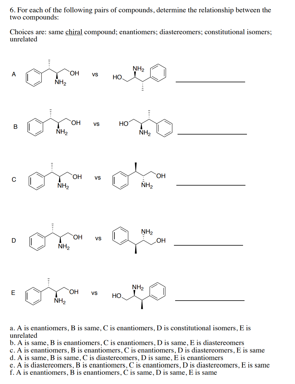 Solved 6. For each of the following pairs of compounds, | Chegg.com