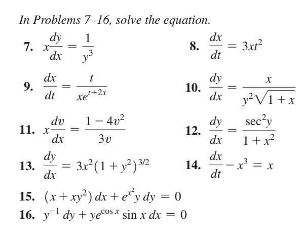 Solved In Problems 7–16, solve the equation. dy 1 dx 7. X 8. | Chegg.com
