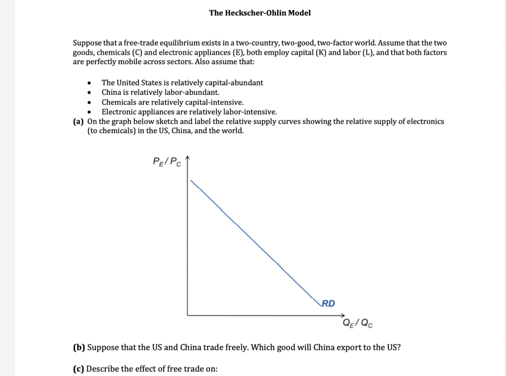 Solved The Heckscher-Ohlin Model Suppose That A Free-trade | Chegg.com