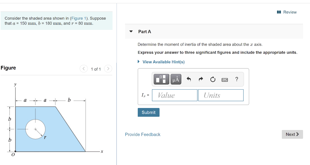 Solved I Review Consider the shaded area shown in (Figure | Chegg.com