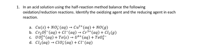 Solved In an acid solution using the half-reaction method | Chegg.com