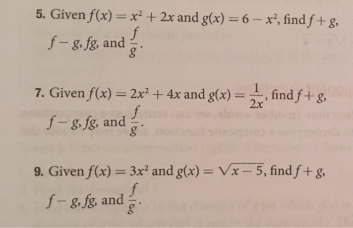 Solved 5 Given F X X2 2x And G X 6 X Find F 3