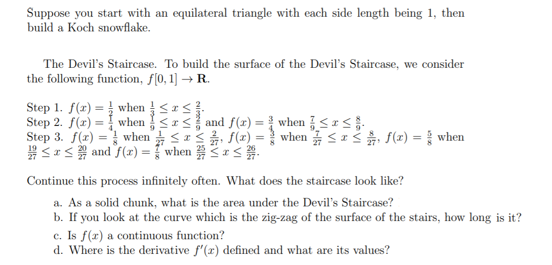 Solved What does the staircase look like? (see pic) a. As a | Chegg.com