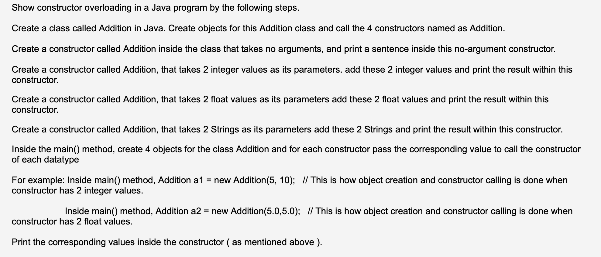 Constructor Overloading in Java with examples