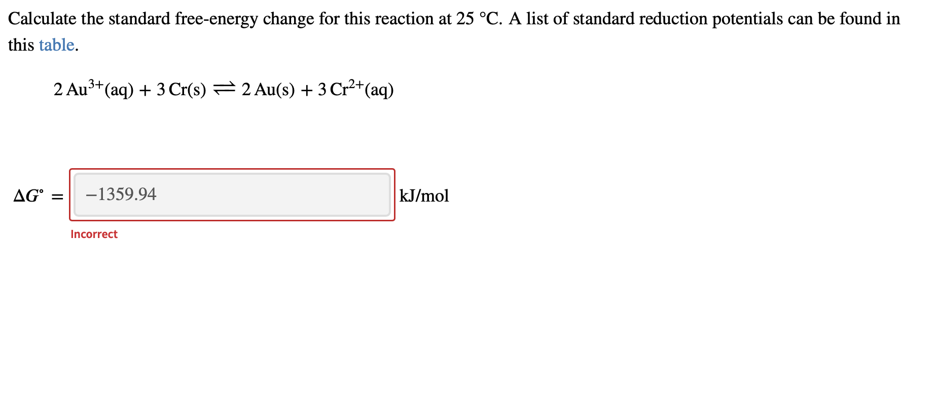 Solved Calculate The Standard Freeenergy Change For This Chegg Com