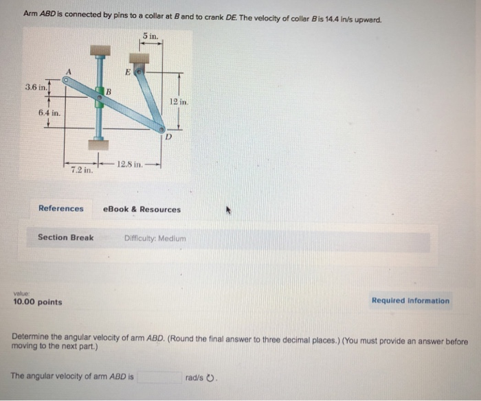 Solved Arm ABD is connected by pins to a collar at Band to