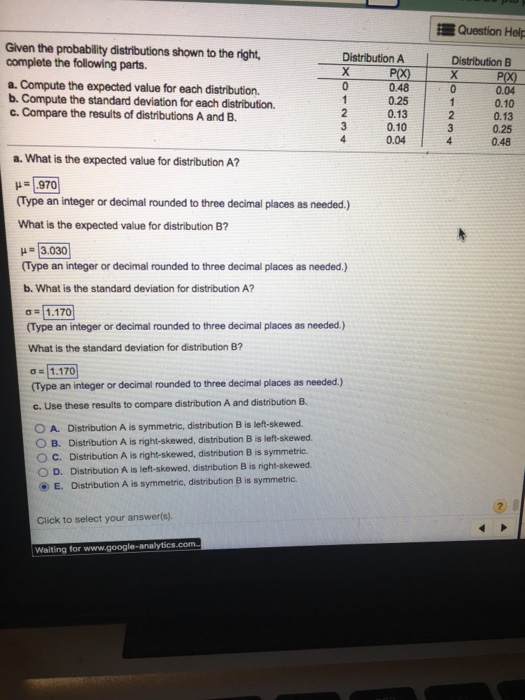 Solved Given the probability distributions shown to the | Chegg.com