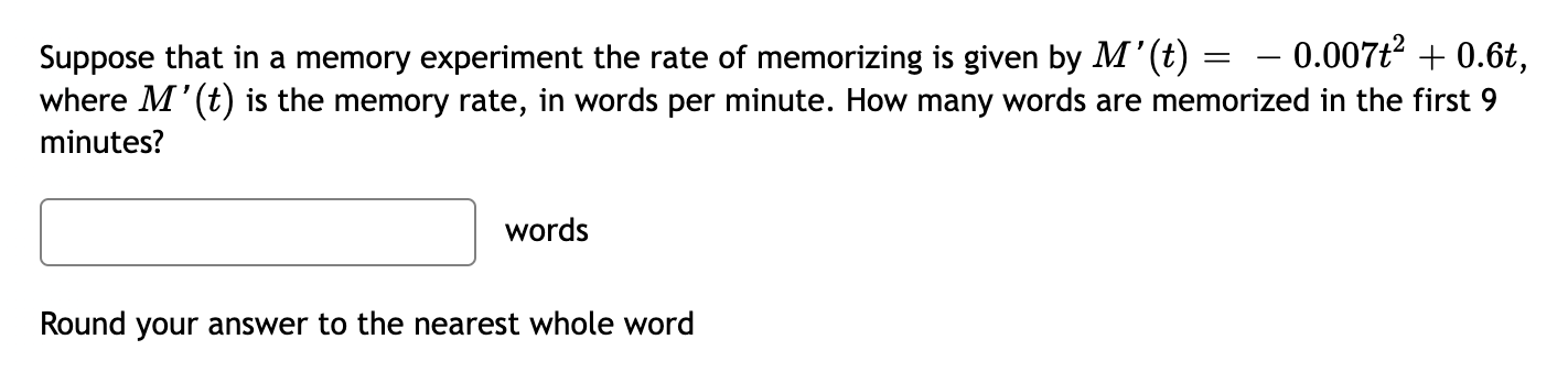 Solved Suppose That In A Memory Experiment The Rate Of | Chegg.com