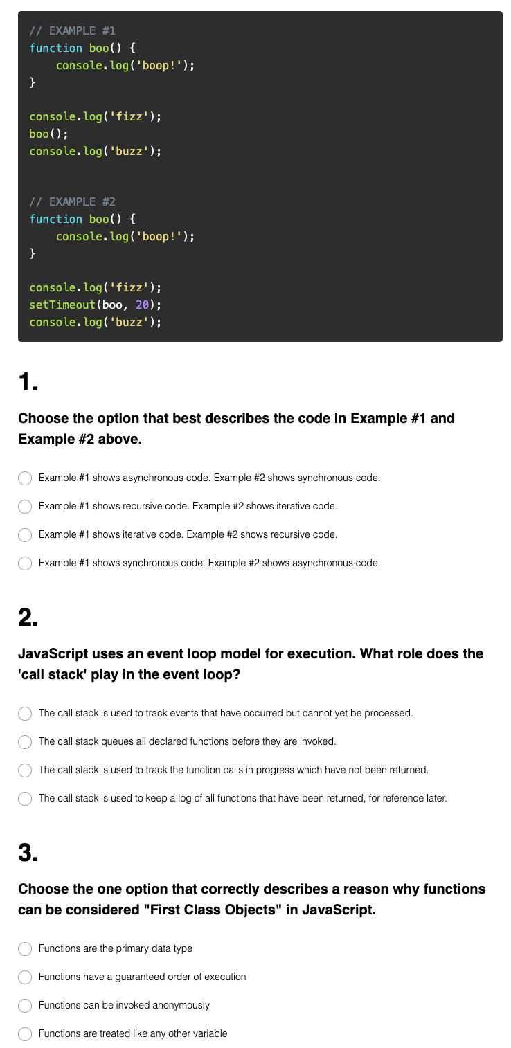 Solved // EXAMPLE \#1 function boo() console. log(′ boop!'); | Chegg.com