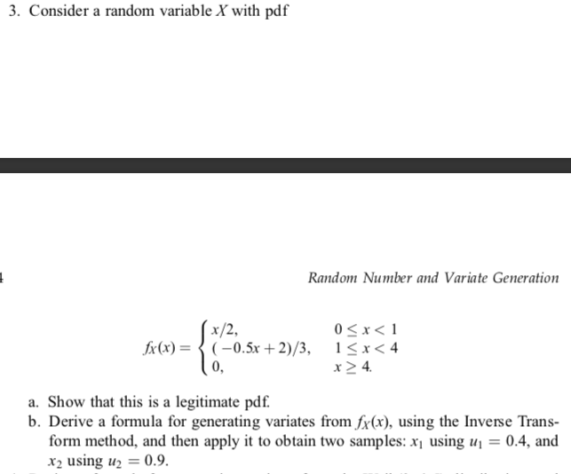 Solved 3. Consider a random variable X with pdf Random | Chegg.com