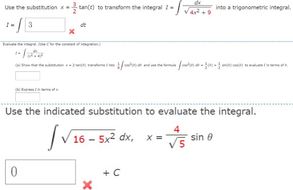 Solved Use the substitution x = ż tan(t) to transform the | Chegg.com