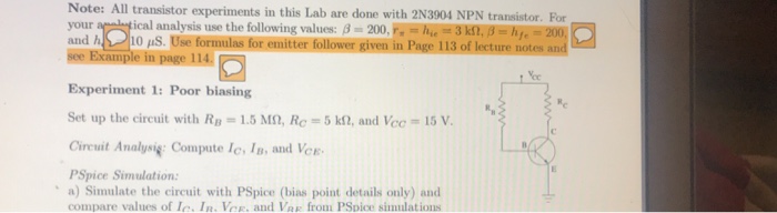 Solved Note: All transistor experiments in this Lab are done | Chegg.com